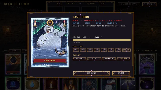 The deck builder: Last Horn POLAR at level 7
